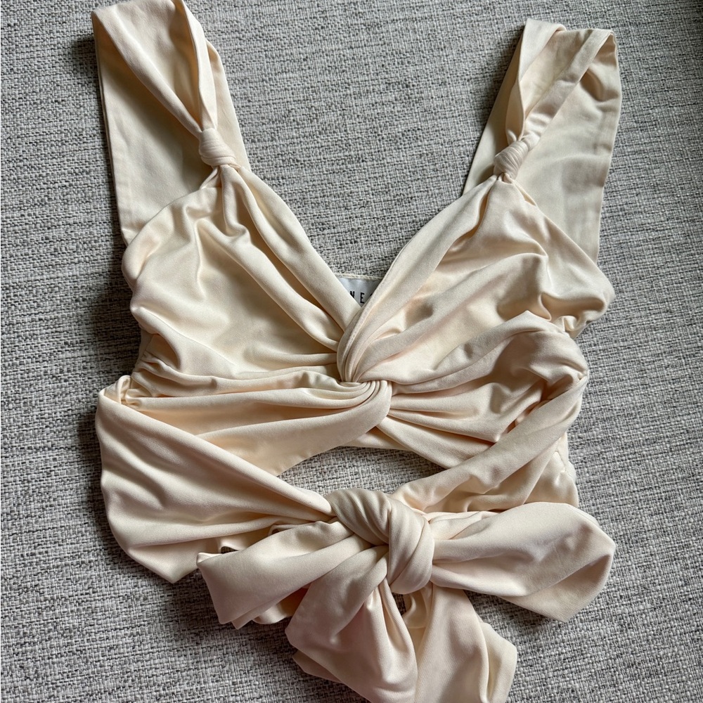 Lioness Ivory Satin Twist Top